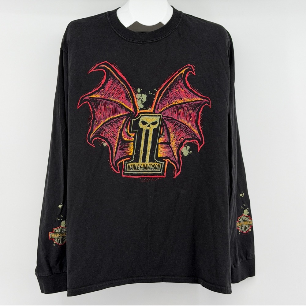 Harley-Davidson Raging Bull Durham NC T-Shirt Mens L Long Sleeve Graphic
